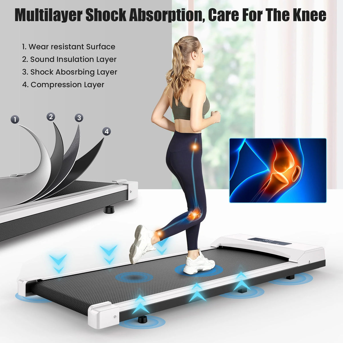 2.5Hp Portable Walking Pad with LED Display and Remote Control O37160