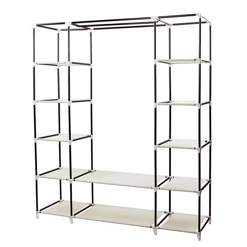 69" Portable Heavy Duty Clothes Closet Wardrobe Storage Organizer P306141
