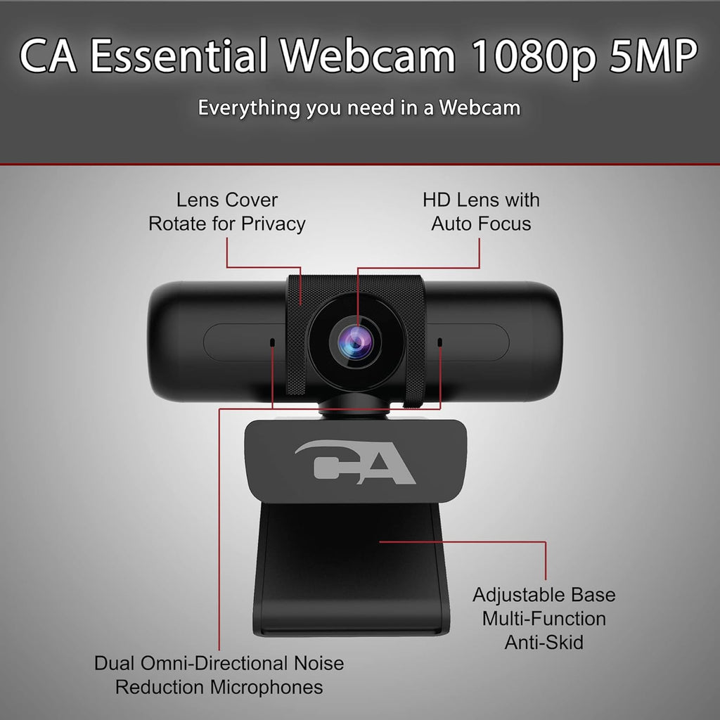 1080p 5MP USB Webcam with Dual Omnidirectional Microphones B341059