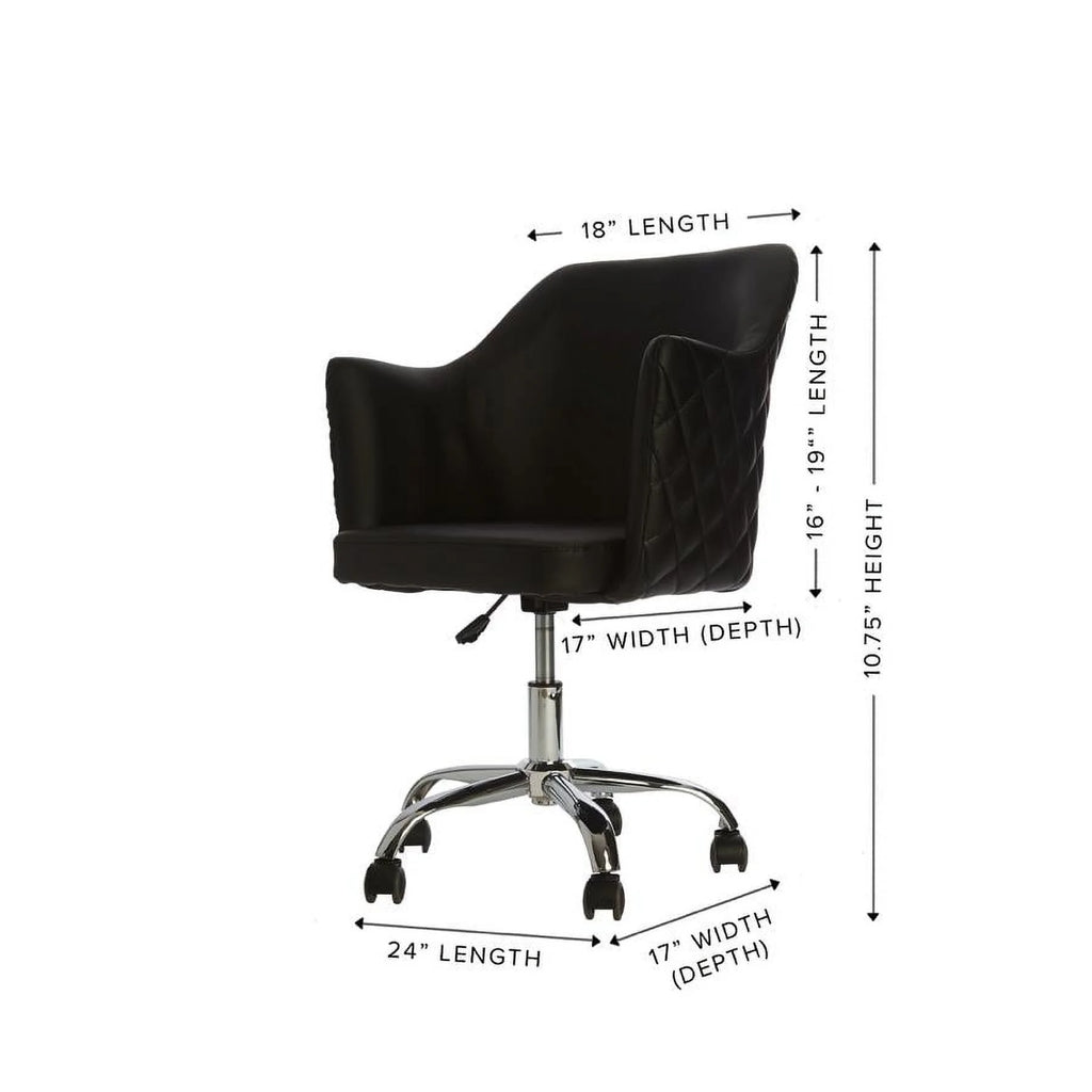 White Quilted Velvet Desk Chair with Wheels Y568105