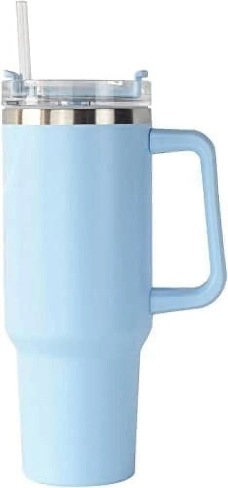 40 oz Stainless Steel Insulated Tumbler with Handle and Straw R73751