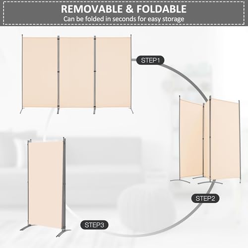 3 Panel Folding Fabric Room Divider, 102" W x 71" H (Black) S947799