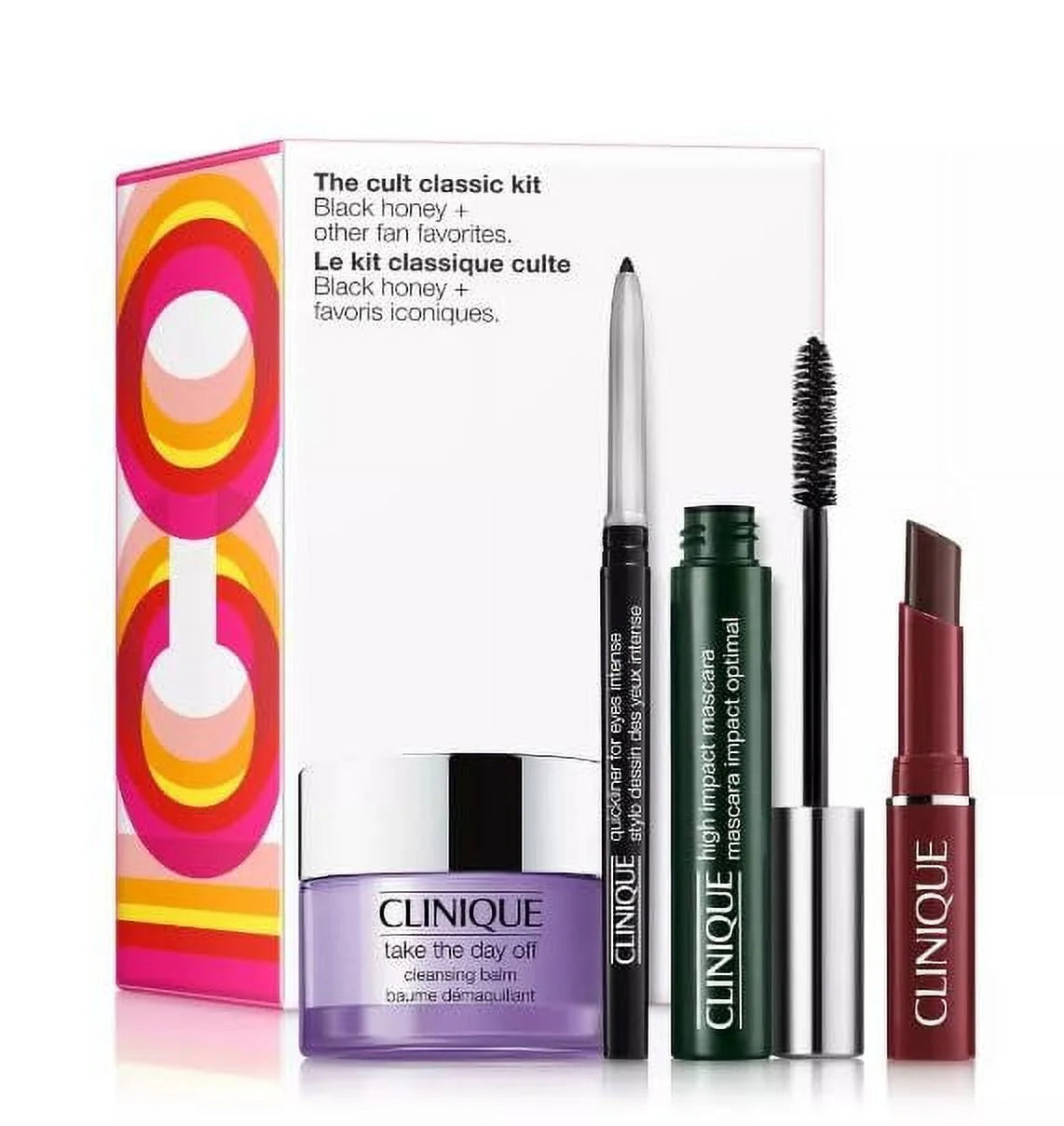 4 Pcs Kit Lipstick Eyeliner Mascara Cleansing Balm W4399