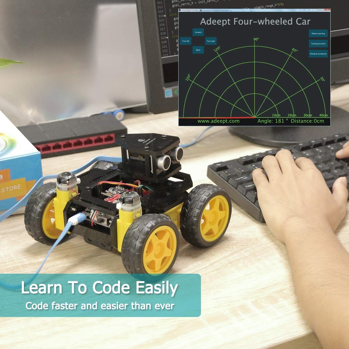 4WD Smart WiFi Robot Car Kit Compatible with Arduino UNO R3 J104