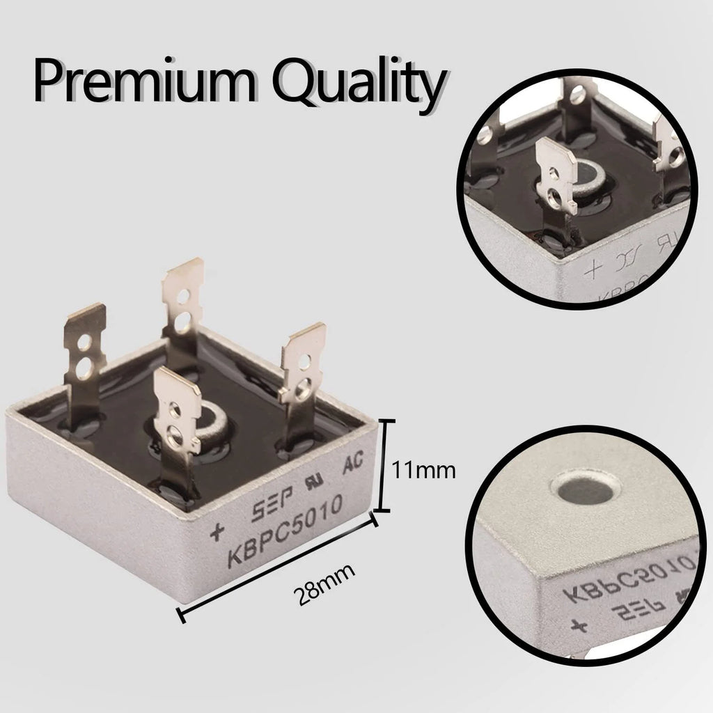 5/10Pcs 1000V 50A Metal Case Single Phase Diode Bridge Rectifier W66428