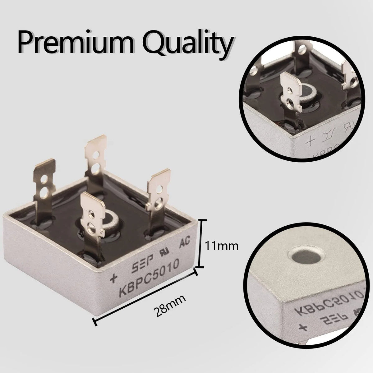 5/10Pcs 1000V 50A Metal Case Single Phase Diode Bridge Rectifier W66428