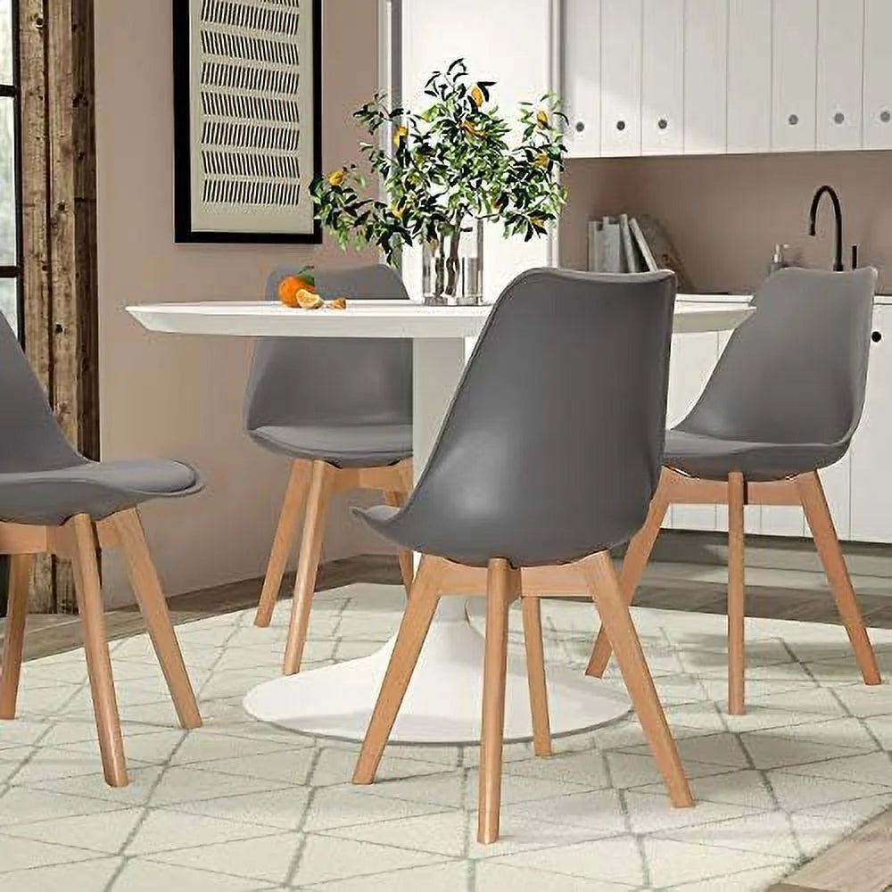 Upholstered Side Dining Chairs with Wood Leg and Soft Padded Cushion D1932
