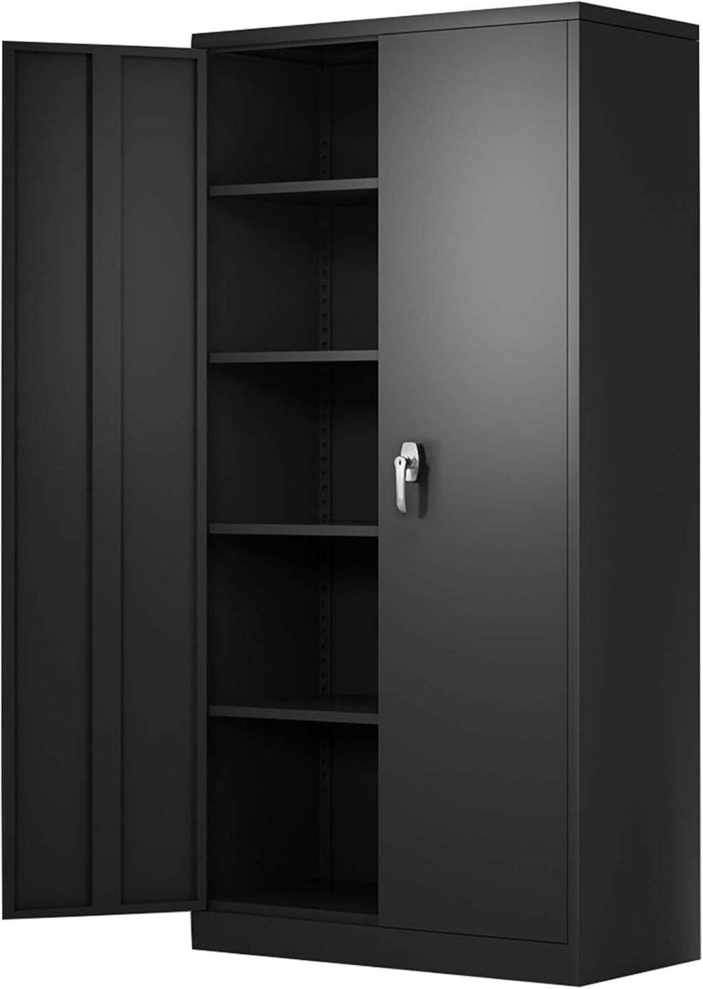 Large Space Steel Storage Cabinet with 4 Adjustable Shelves and Lock 2 Doors K30210