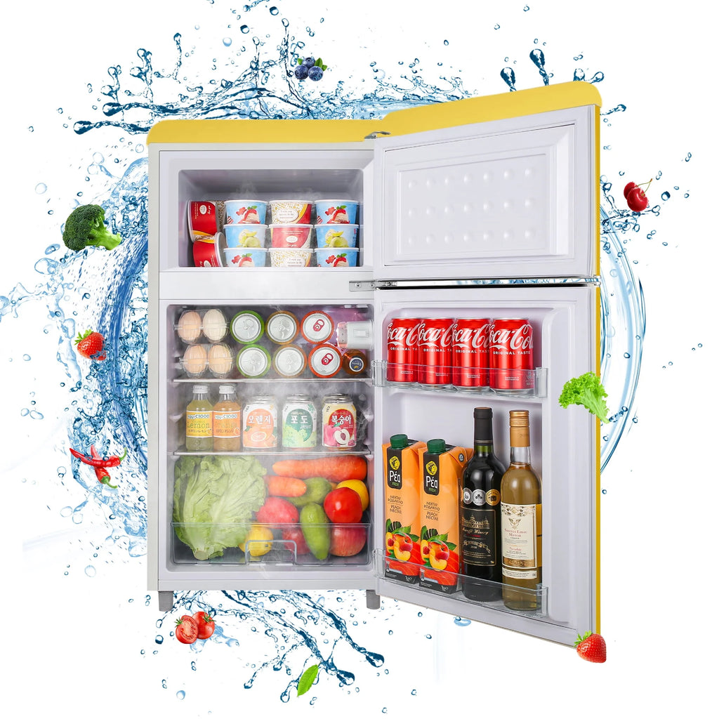 3.5 Cu.Ft 2 Doors Yellow Mini Fridge with Freezer R467