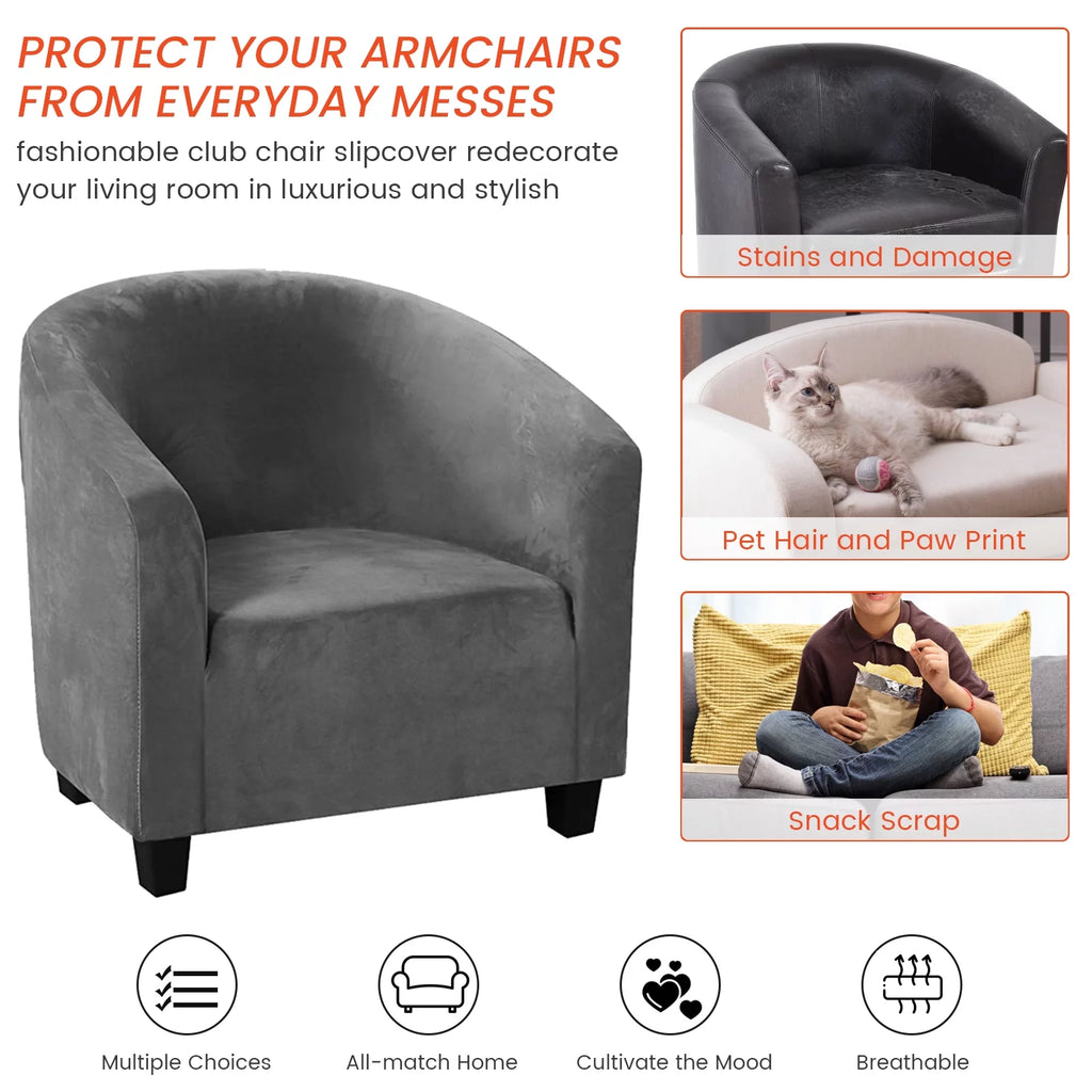 Stretch Velvet Club Chair Slipcover E391