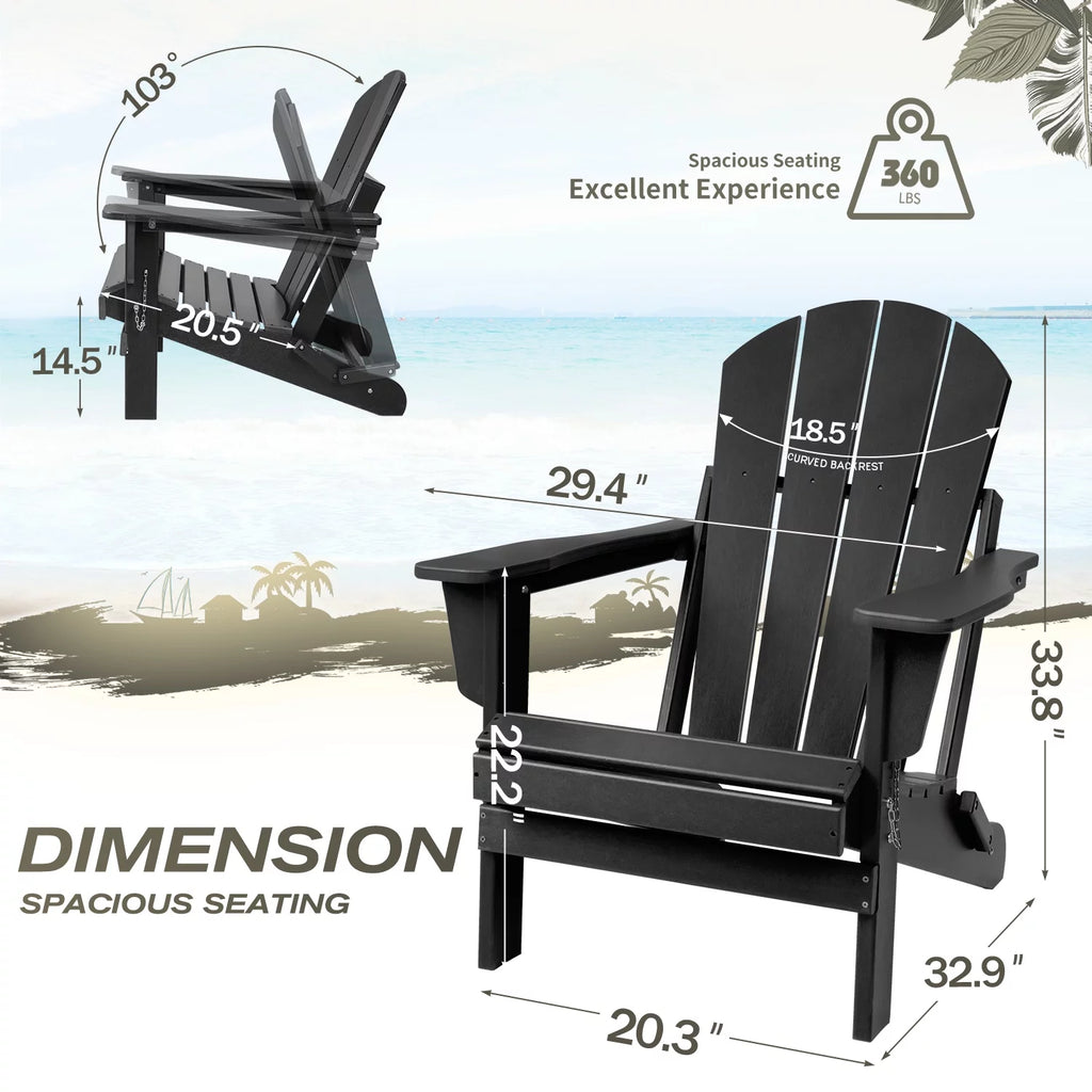 Black All Weather Resistant Resin Folding Adirondack Chair J179