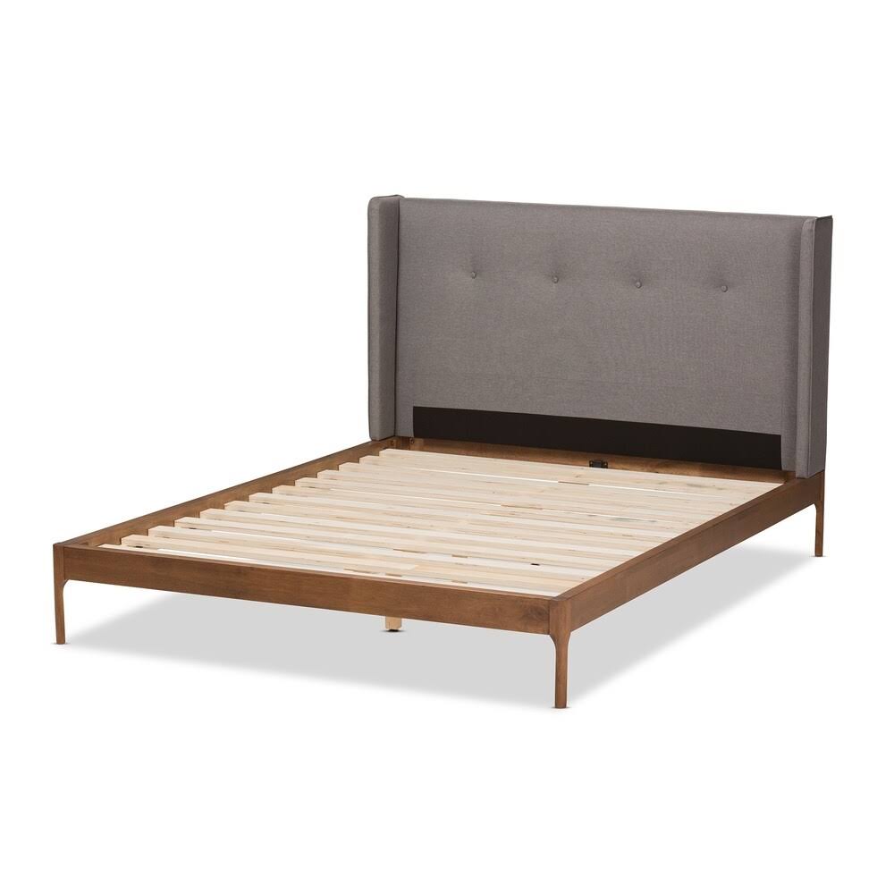 King Grey Fabric Platform Bed U843