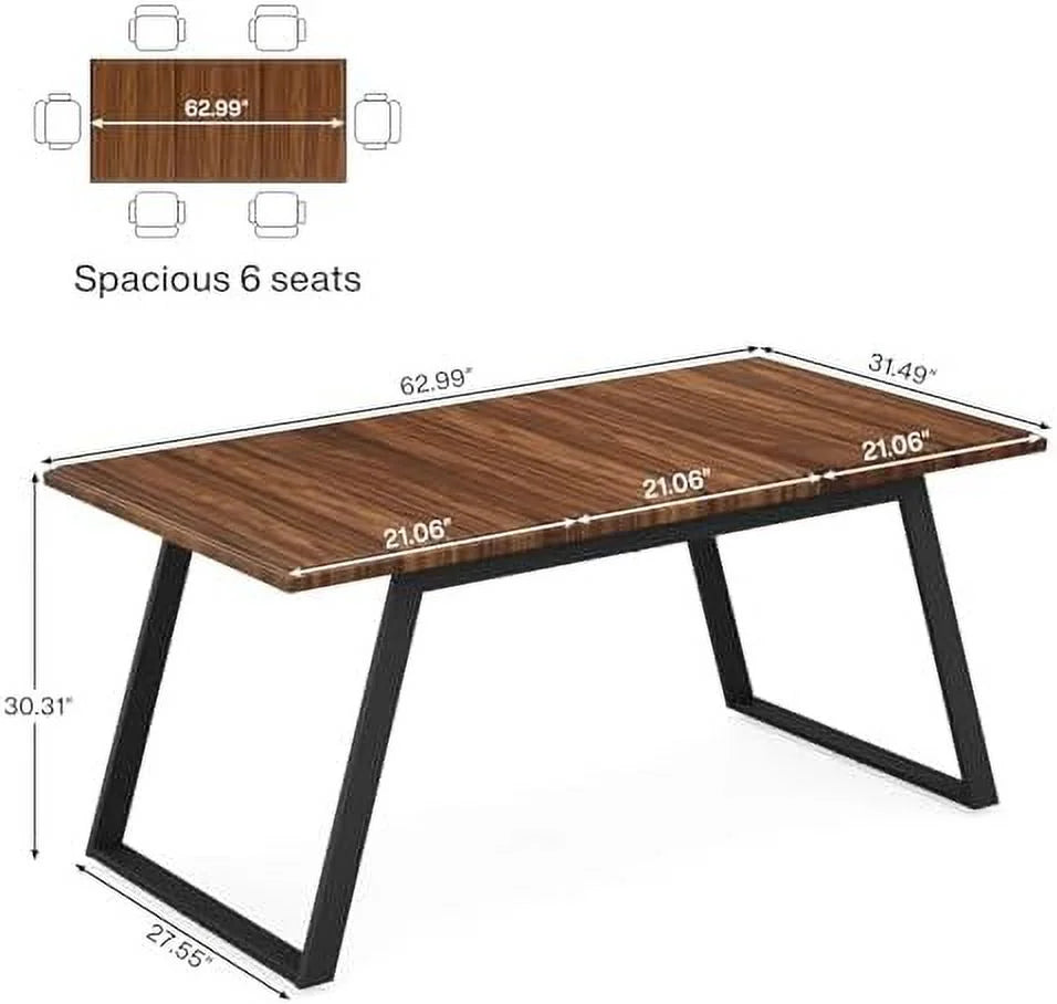 63-Inch Wood Dining Table with Metal Legs T728