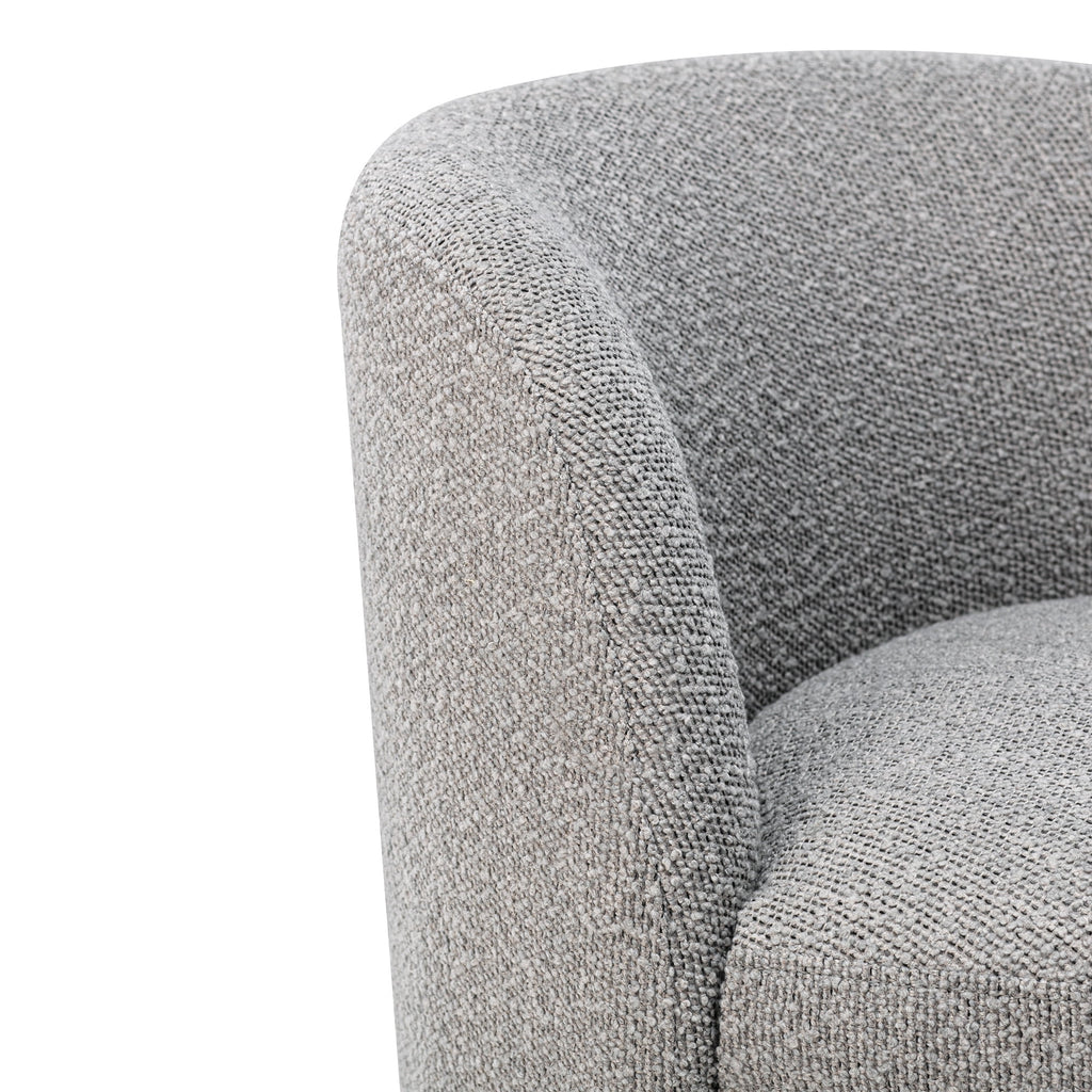 White Boucle Fabric Barrel Accent Chair G276122