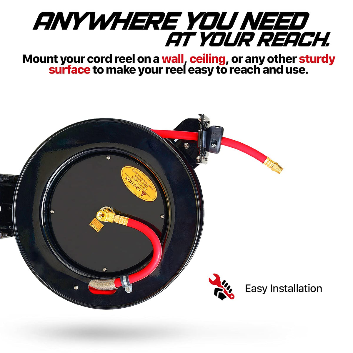 3/8" x 50' Heavy Duty Industrial Air Hose Reel N30923