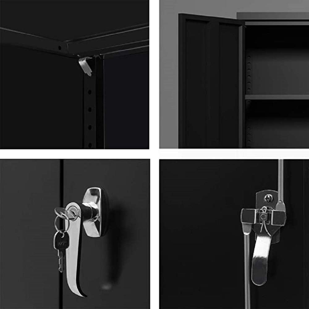 Large Space Steel Storage Cabinet with 4 Adjustable Shelves and Lock 2 Doors K30210