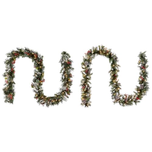 9 ft Pre-Lit Flocked Artificial Christmas Garland L34958
