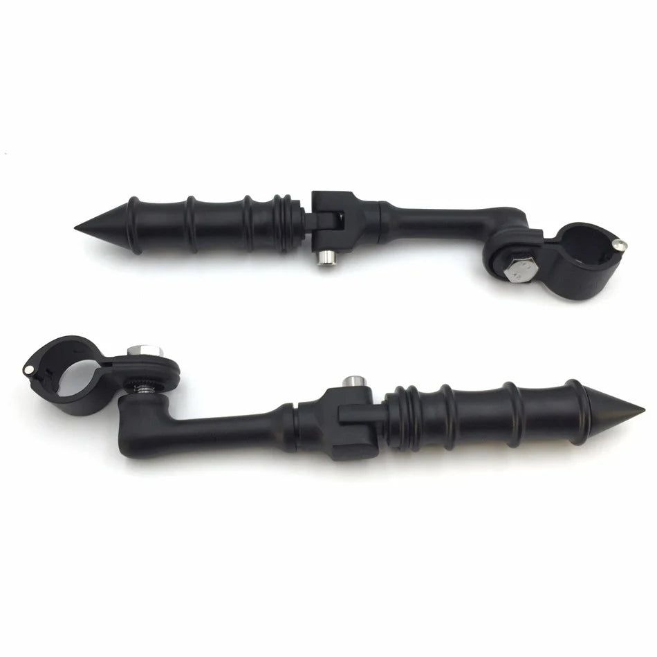 Black Angled Peg Mounting Kit with Foot Peg for 1-1/4 inch Front Engine Guard Frame Tube X24602
