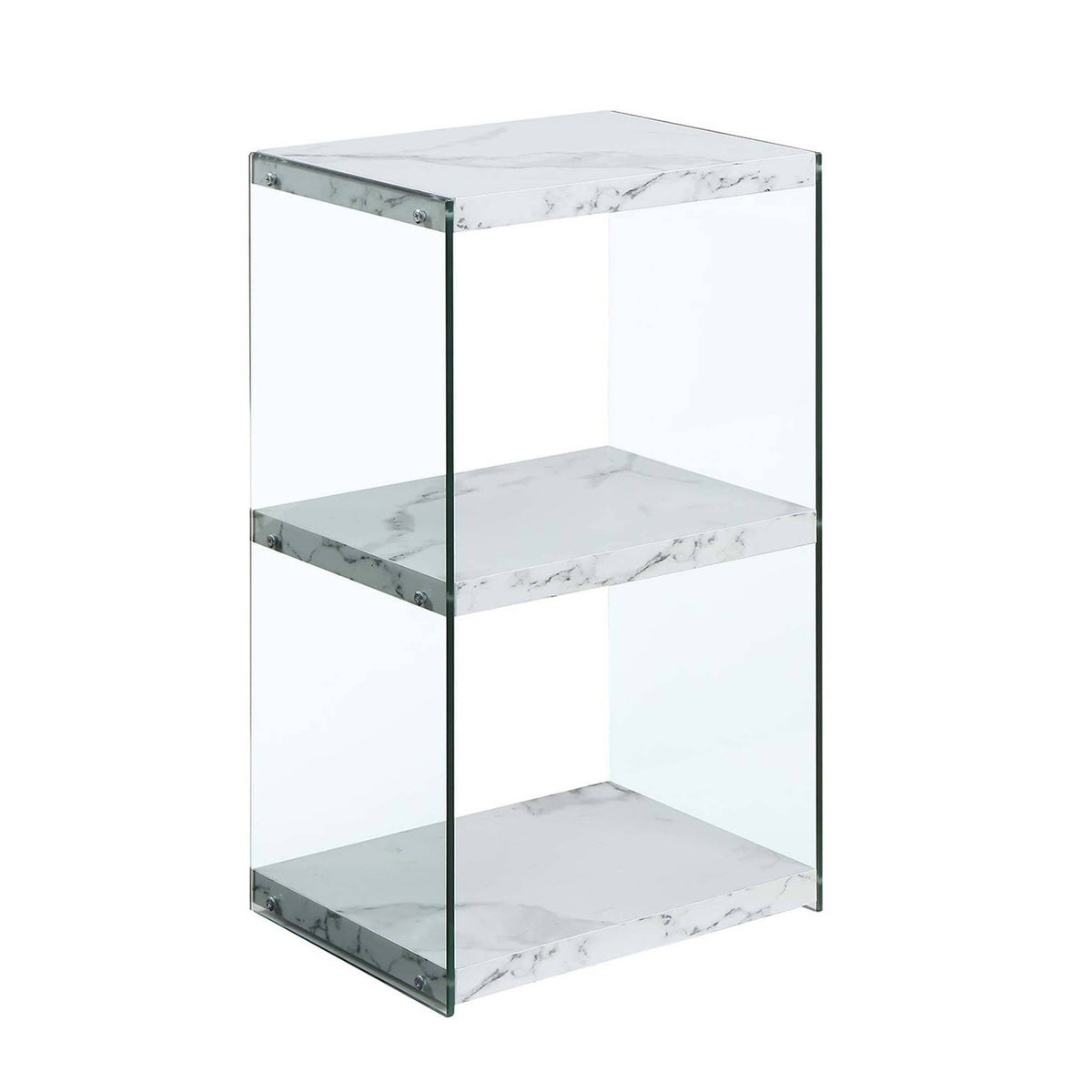 3 Tier Tower Bookcase White Faux Marble I738