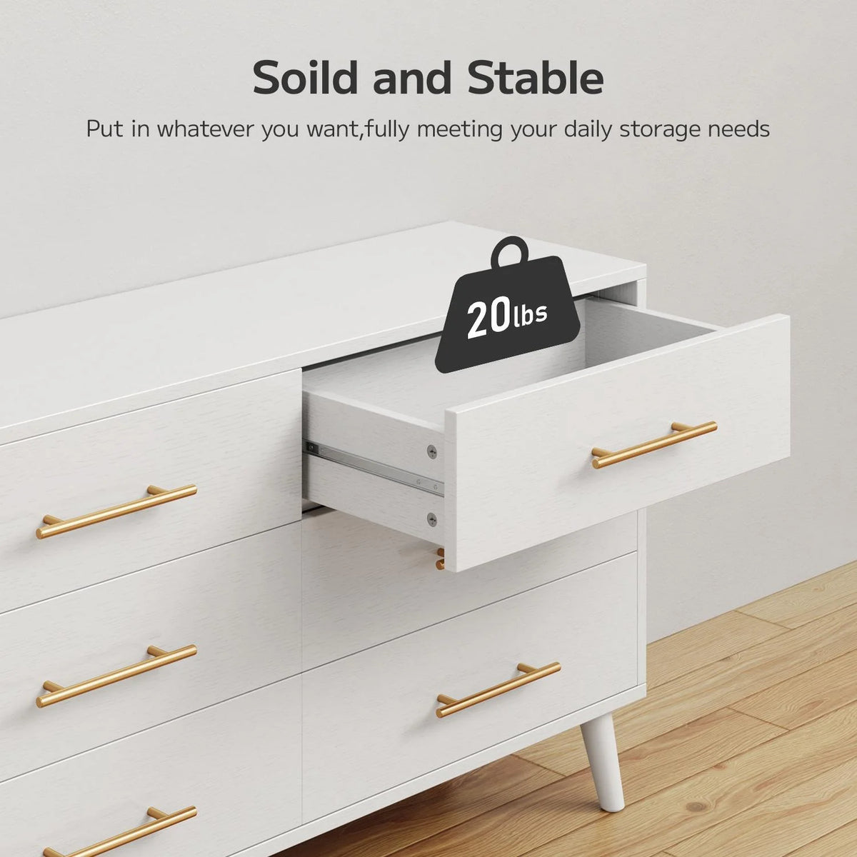 White 6 Drawer Wood Dresser C37222