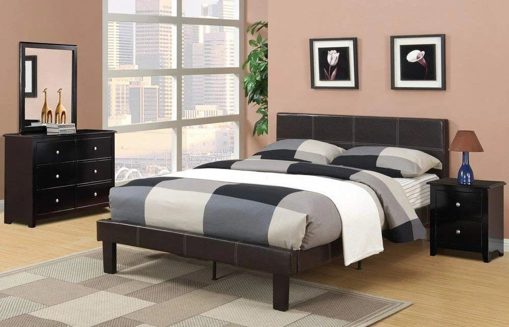 Faux Leather Upholstered Twin Bed Frame W1485
