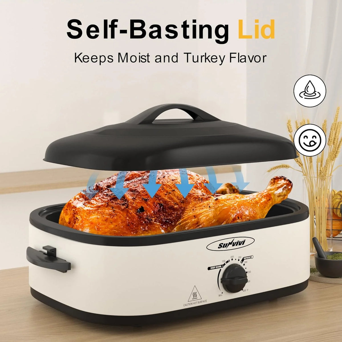 24 Quart Electric Roaster Oven with Glass Lid O20888