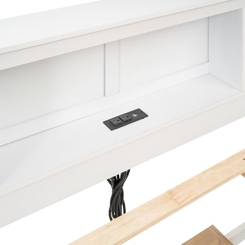 White Full Size Wood Platform Bed with Trundle and 3 Drawers N226570