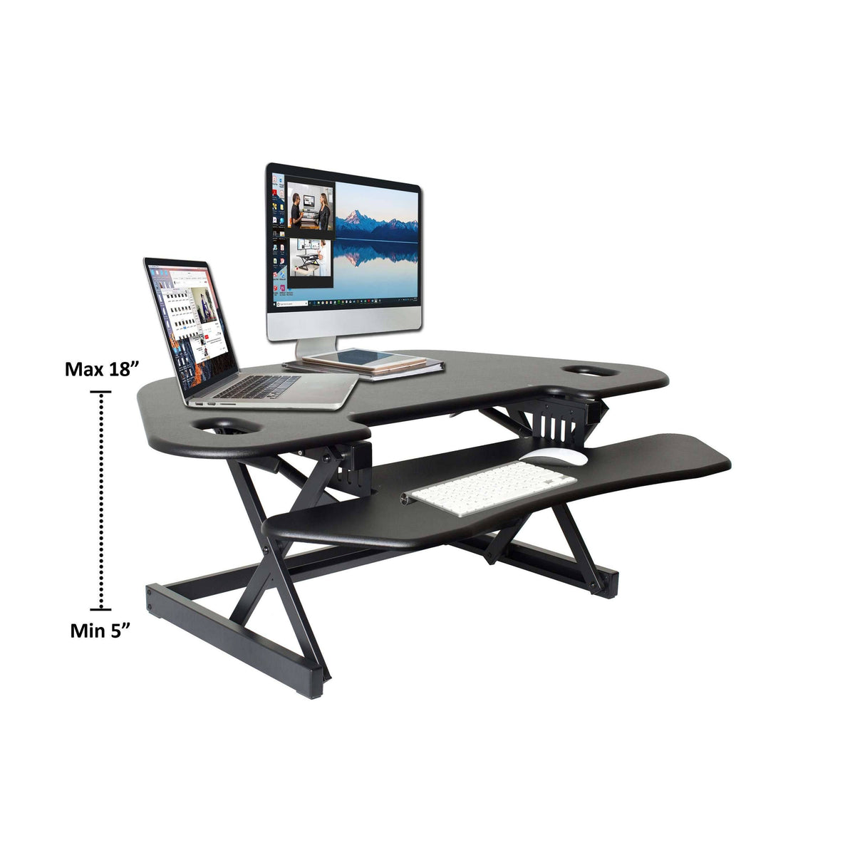 46x22 Height Adjustable Corner Standing Desk Converter with Anti Fatigue Mat Y7609