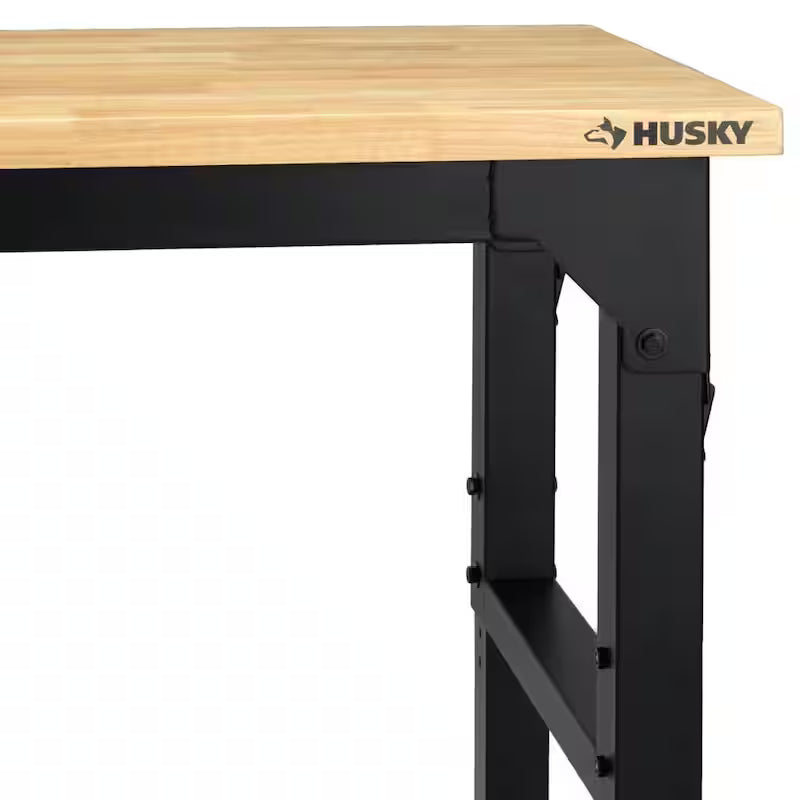 Black Adjustable Height Solid Wood Top Workbench Y4489