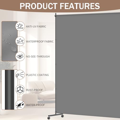 Height Adjustable Single Panel Room Divider with Caster Wheels and Brakes E412865