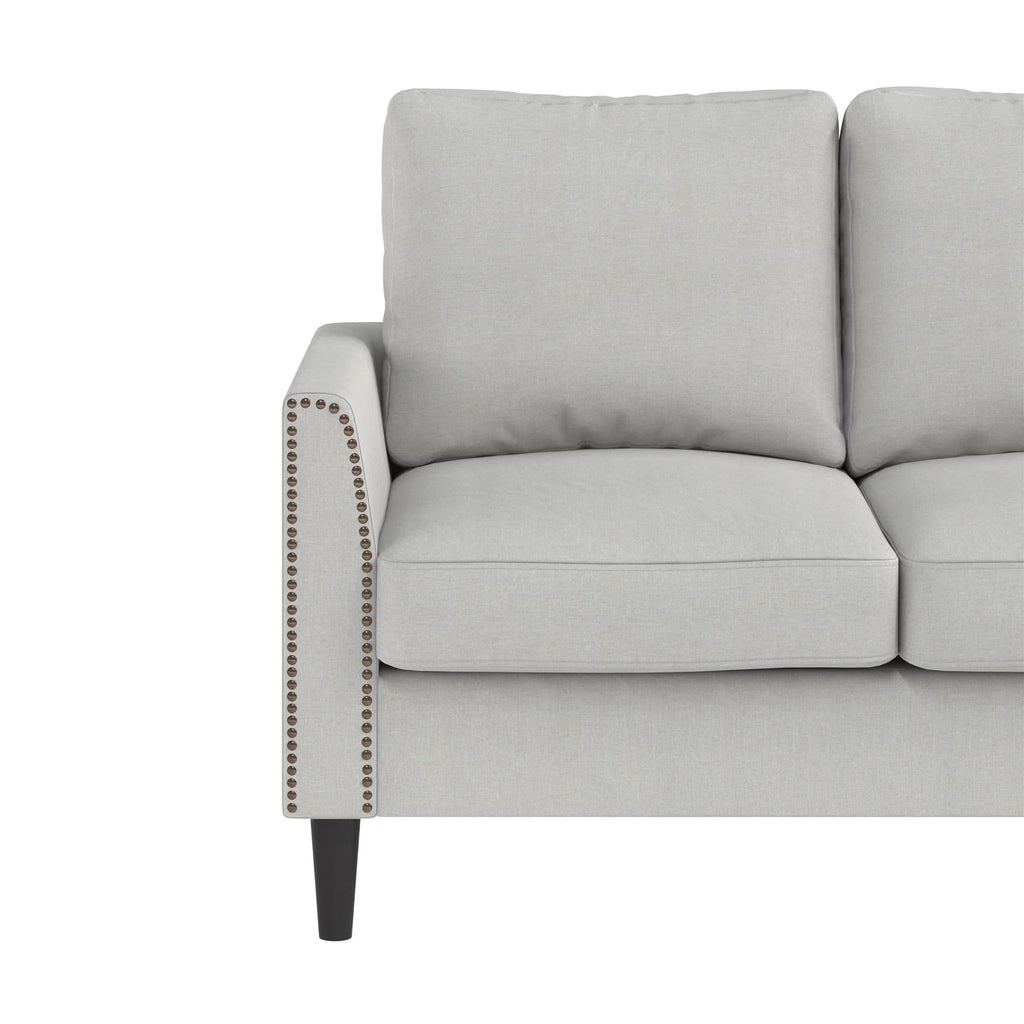 Gray Linen Sofa with Nailhead Trim K6187