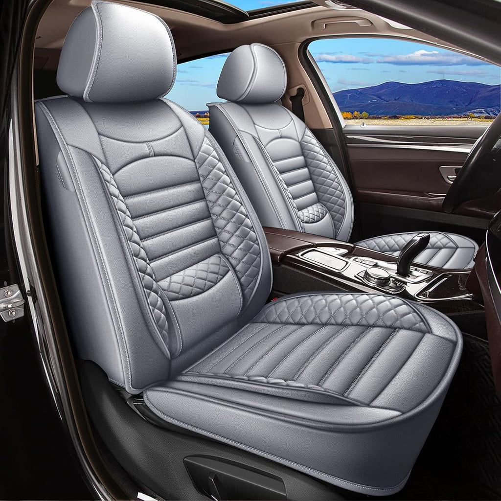 Black Faux Leather Car Seat Covers Full Set 5 Seats Waterproof I4160