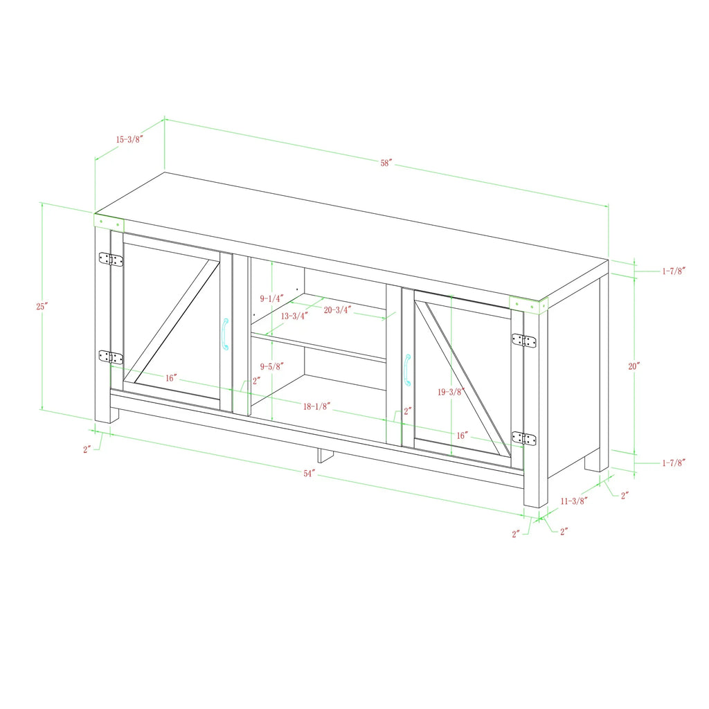 Modern Farmhouse Barn Door TV Stand Y28609
