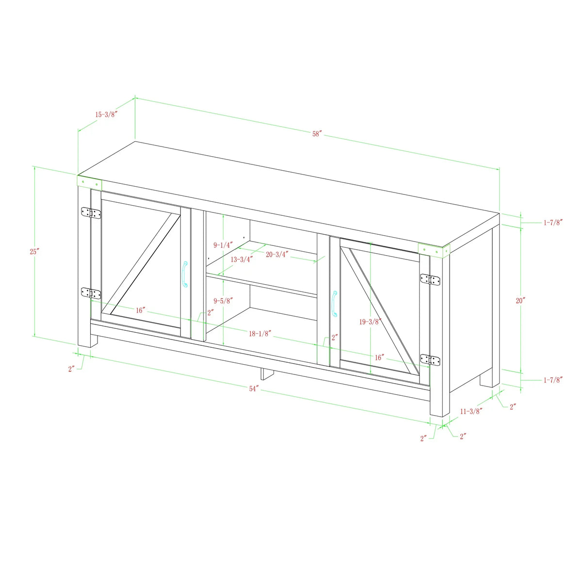 Modern Farmhouse Barn Door TV Stand Y28609