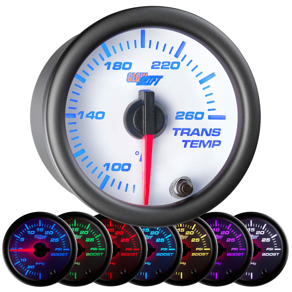 White 7 Color 260 F Transmission Temperature Gauge Kit 2-1/16" 52mm Pack of 2 N55187