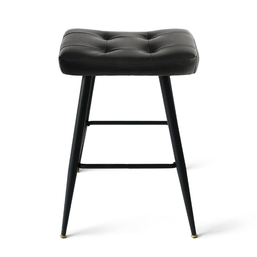 Brown Faux Leather Backless Metal Frame Saddle Counter Stool (Set of 2) E977537