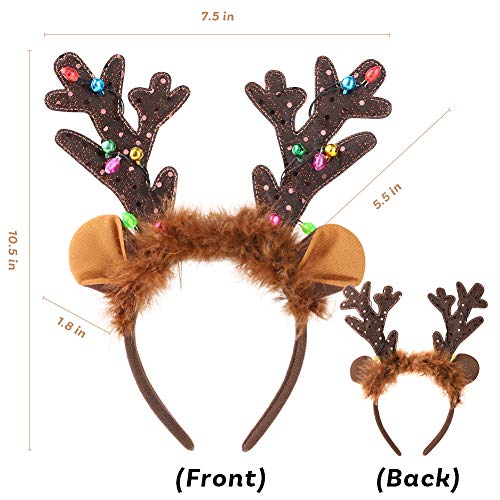 LED Reindeer Antlers Headband with Bells J8341