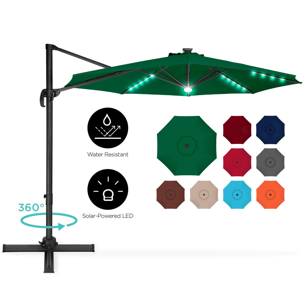 10ft LED Cantilever Offset Hanging Patio Umbrella U5205