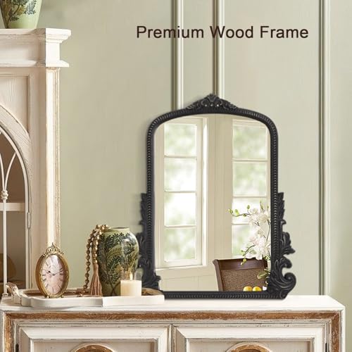 Black Antique Arched Wooden Frame Mirror Z9085