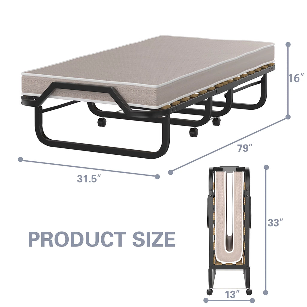 Folding Bed with Memory Foam Mattress Metal Guest Bed S6427