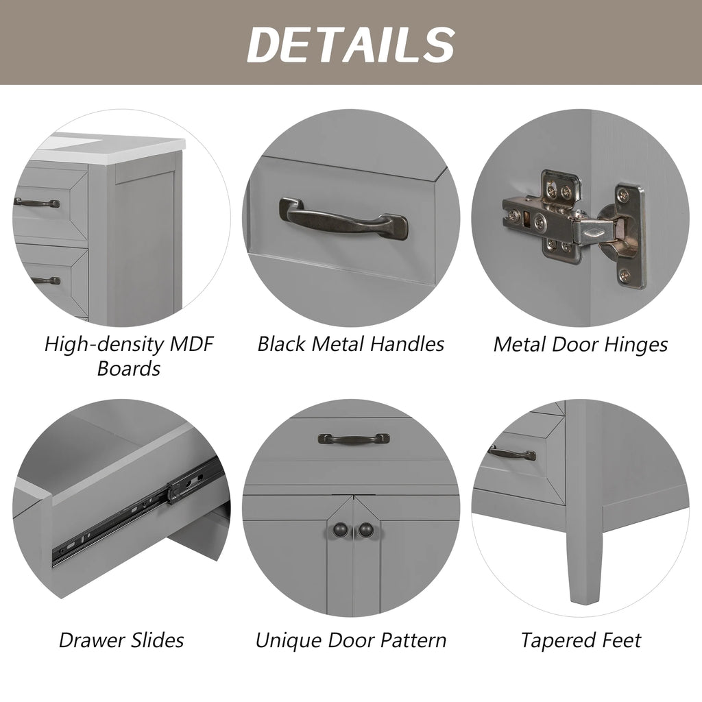 36" Grey Bathroom Vanity with Sink and Storage Cabinet I99992