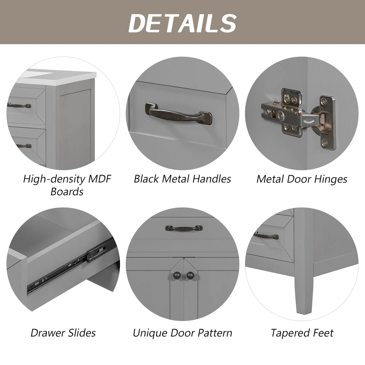 36" Grey Bathroom Vanity with Sink and Storage Cabinet I99992