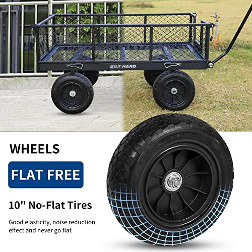 Black 10" Flat Free Tires Steel Garden Cart with Removable Sides A825455