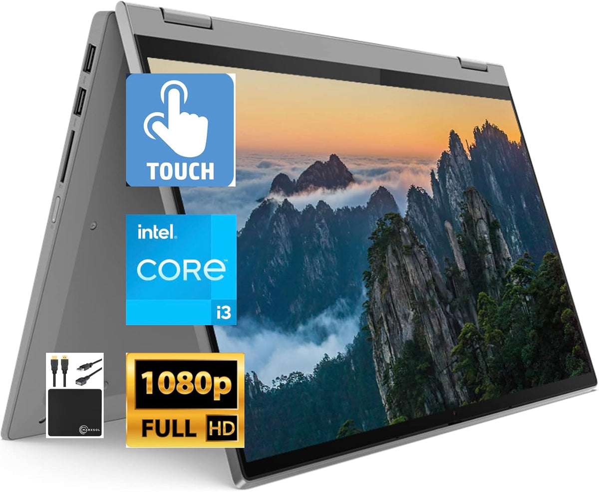 14" FHD Touchscreen 2-in-1 Laptop Computer, Intel i3-1115G4, 4GB RAM, 256GB SSD, Platinum Gray, Win 11 D13227