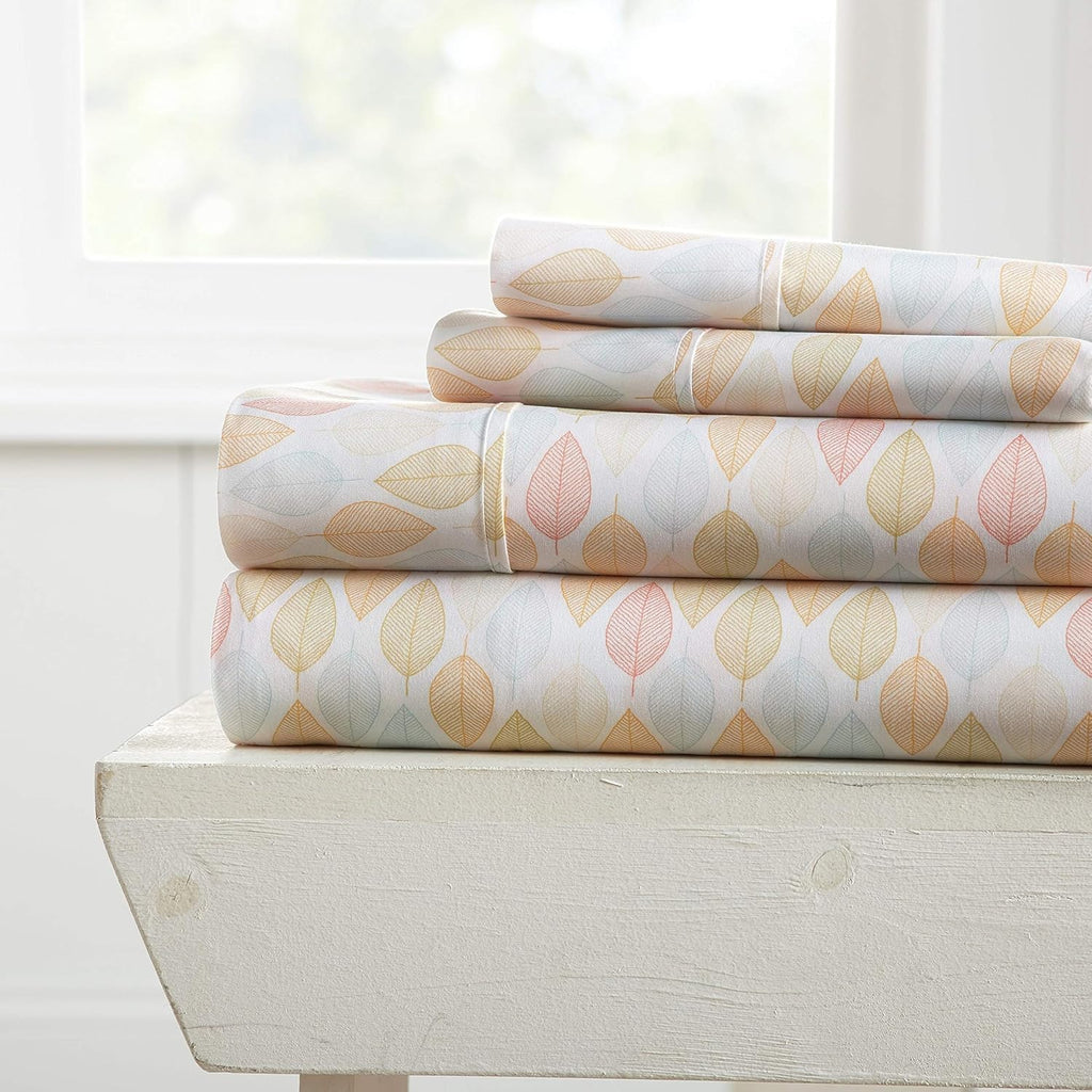 Rose Pattern 4 Piece Bed Sheet Set Queen Light Gray B561