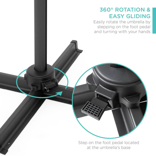 10ft LED Cantilever Offset Hanging Patio Umbrella U5205