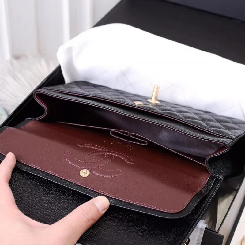 Black Caviar Calfskin Flap Bag X446