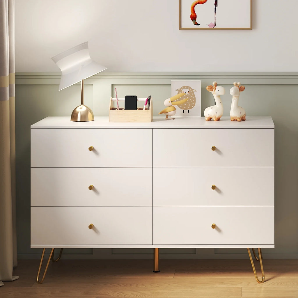 White 6 Drawer Dresser O958
