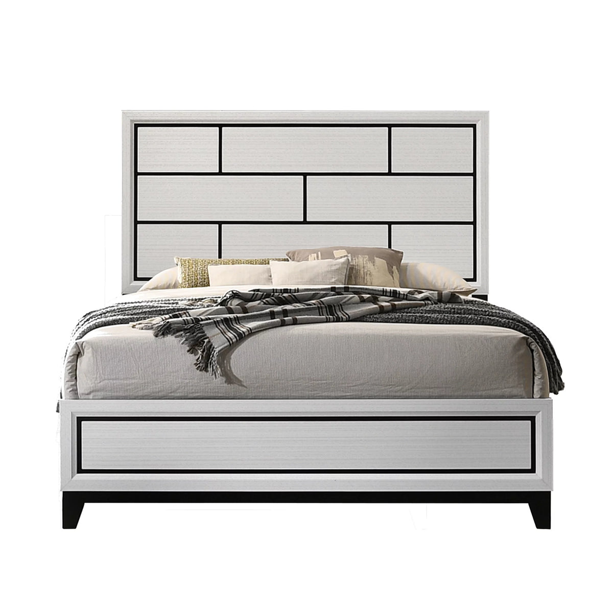 White Queen Bedroom Set with Dresser, Mirror, Night Stand B7732