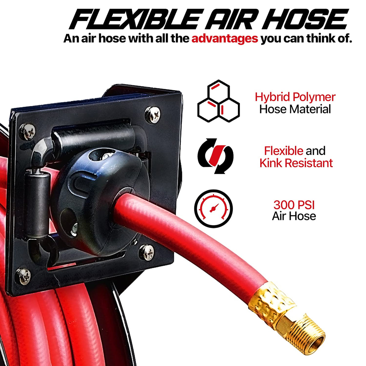 3/8" x 50' Heavy Duty Industrial Air Hose Reel N30923
